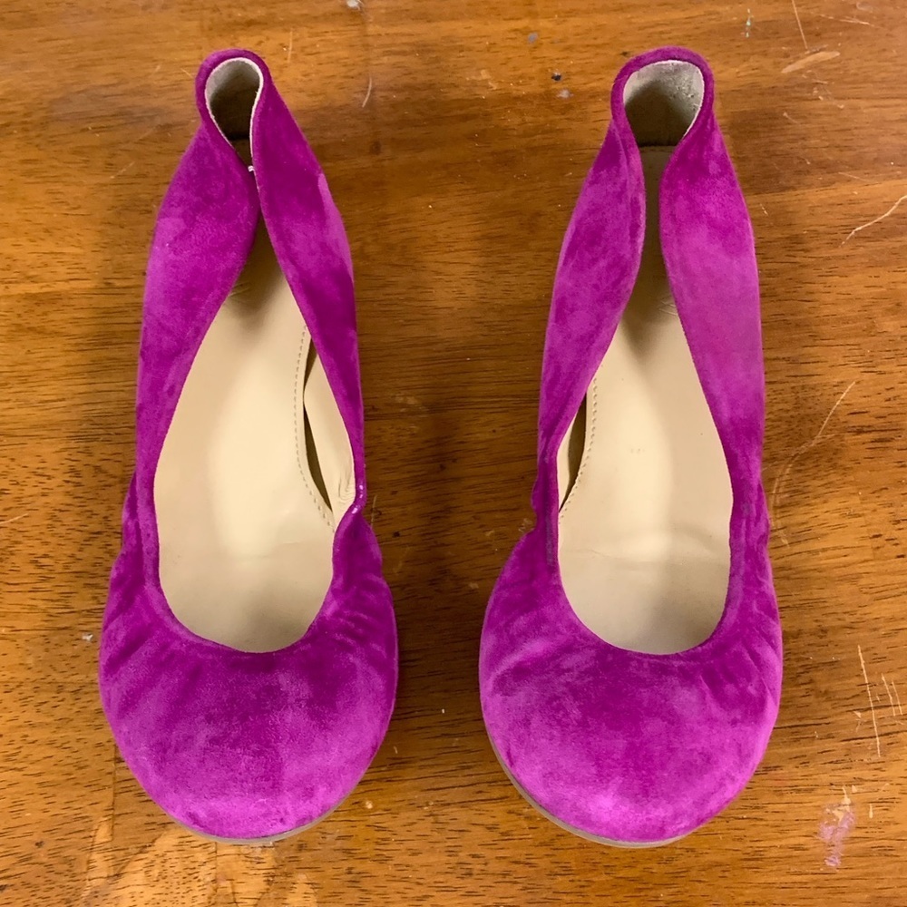 J.Crew hot pink suede ballet flats size6 barbie
